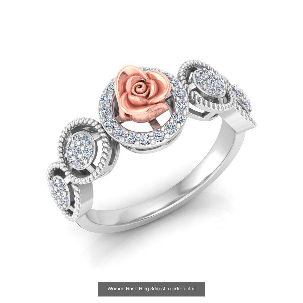 32 Women Rose Ring 3dm stl render detail 3D print model 3D Model Collection_5