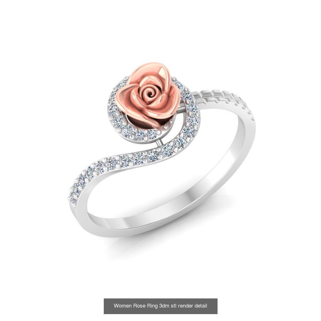 32 Women Rose Ring 3dm stl render detail 3D print model 3D Model Collection_34