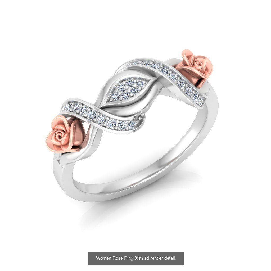 32 Women Rose Ring 3dm stl render detail 3D print model 3D Model Collection_11