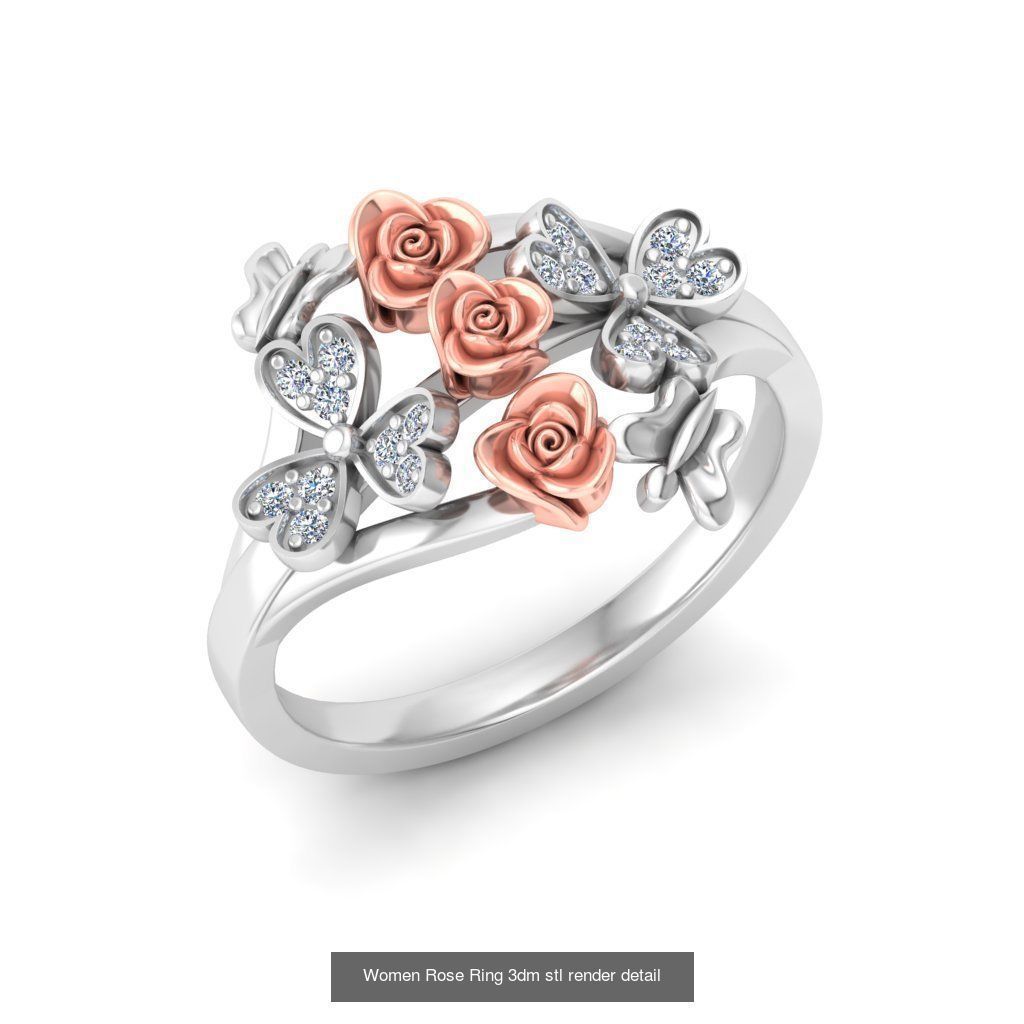 32 Women Rose Ring 3dm stl render detail 3D print model 3D Model Collection_9