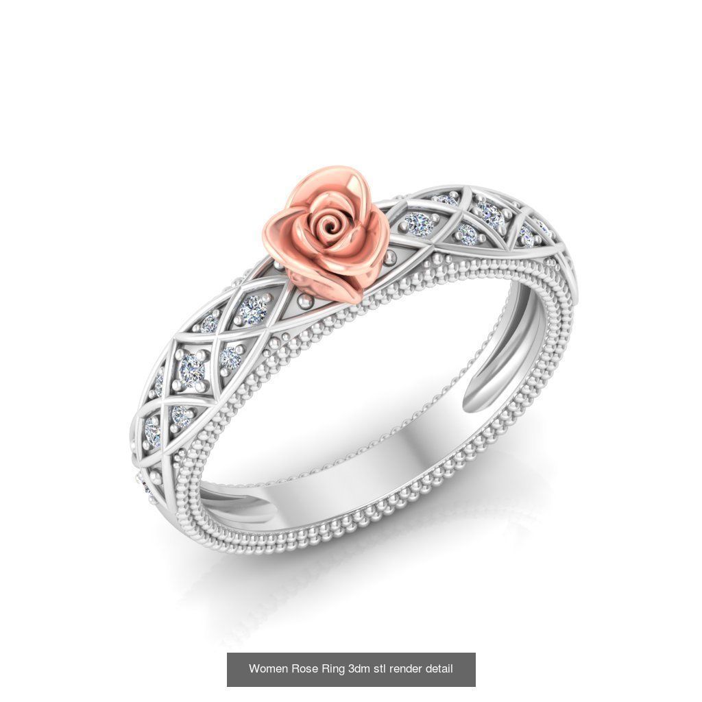 32 Women Rose Ring 3dm stl render detail 3D print model 3D Model Collection_28