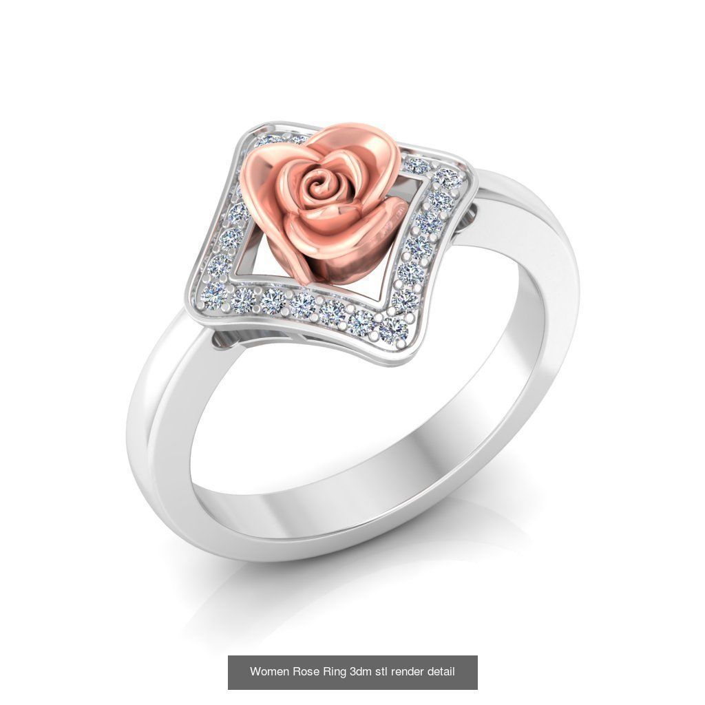 32 Women Rose Ring 3dm stl render detail 3D print model 3D Model Collection_14