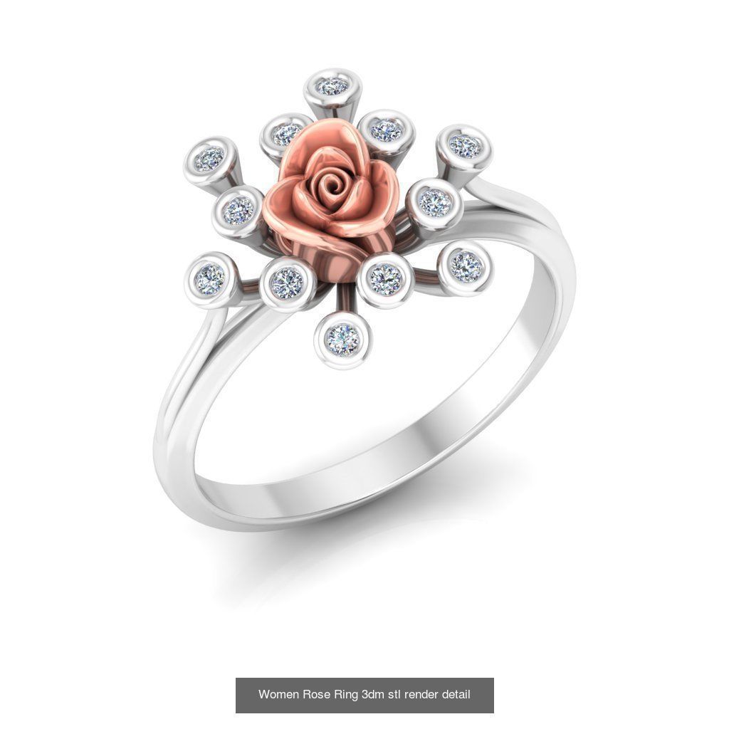 32 Women Rose Ring 3dm stl render detail 3D print model 3D Model Collection_19