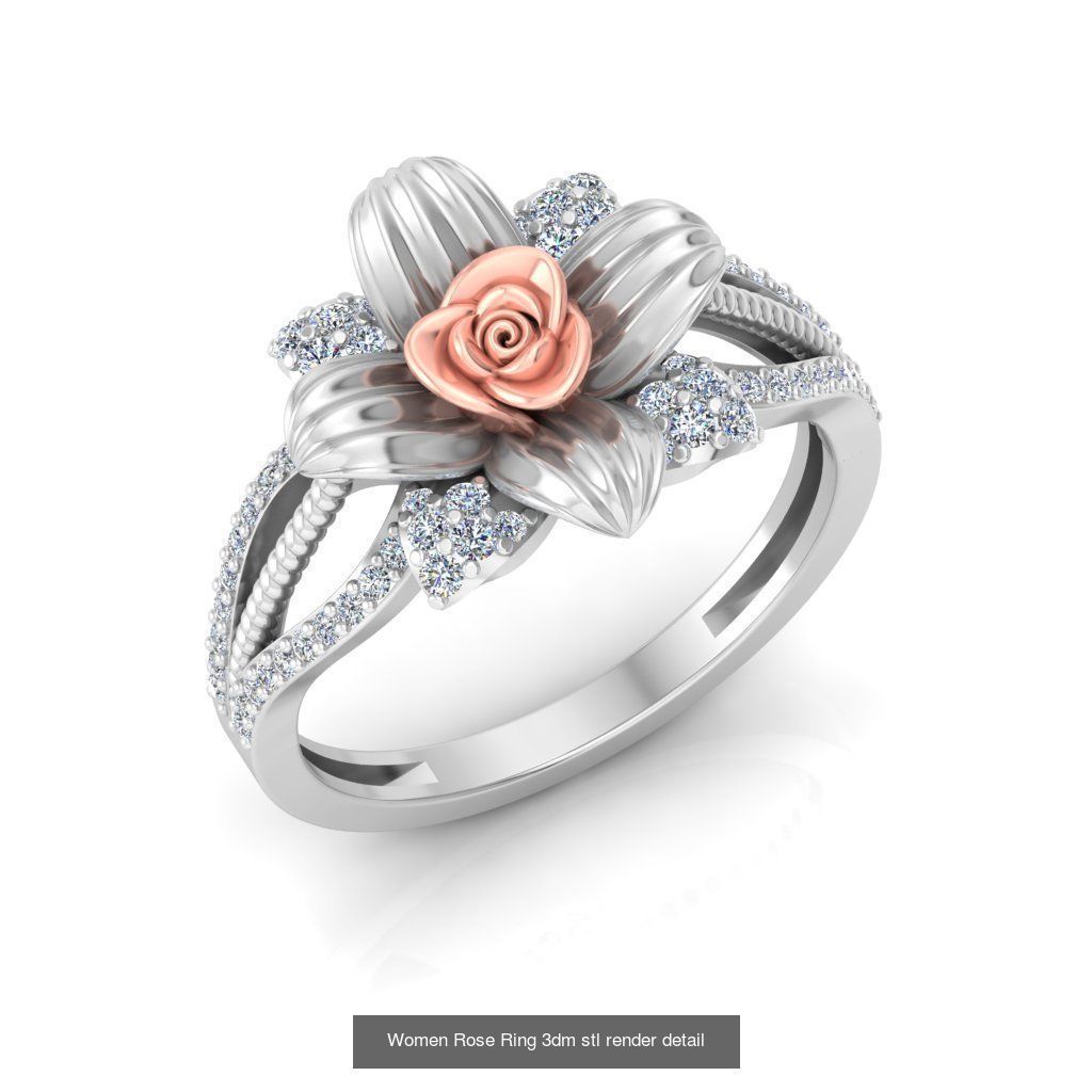 32 Women Rose Ring 3dm stl render detail 3D print model 3D Model Collection_20