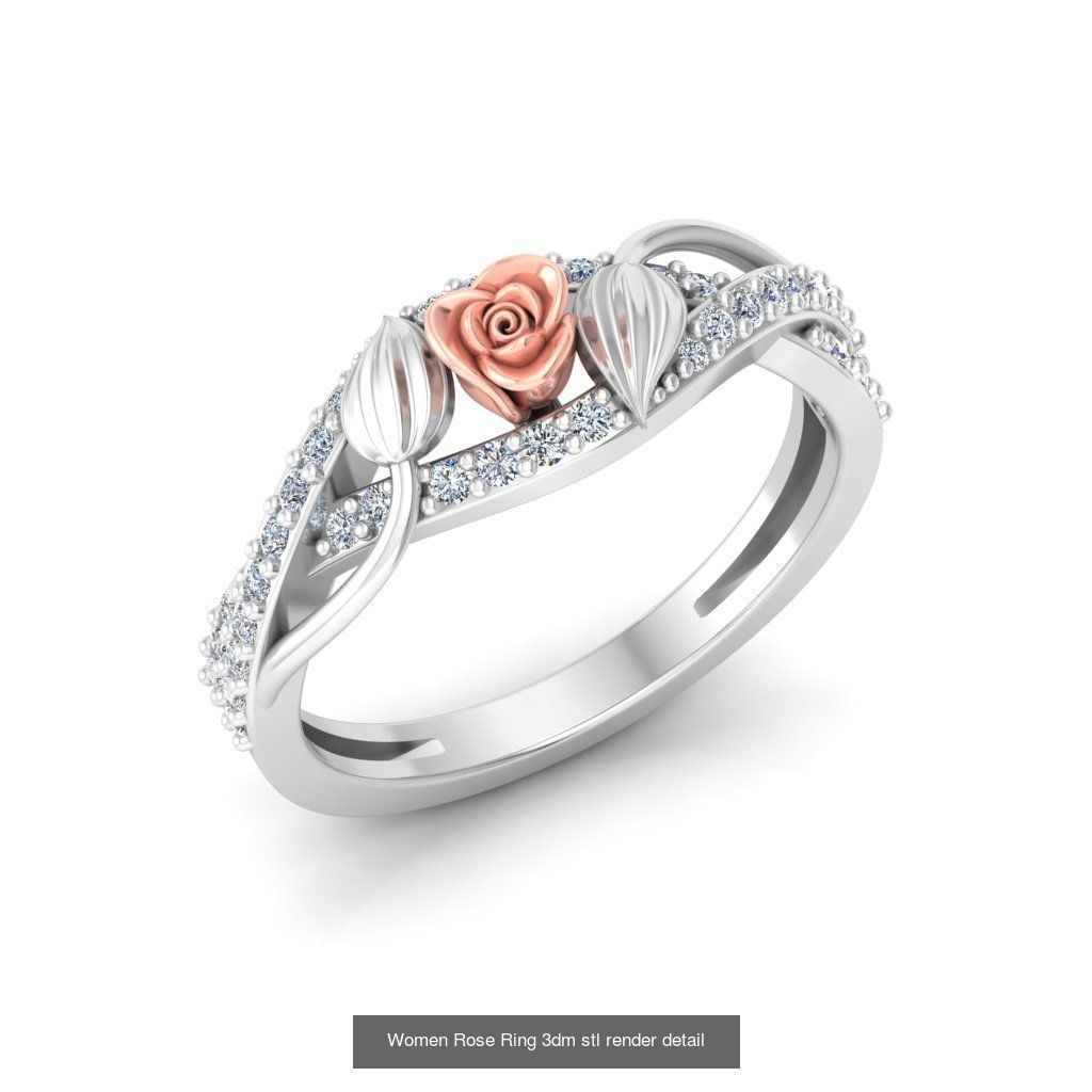 32 Women Rose Ring 3dm stl render detail 3D print model 3D Model Collection_16