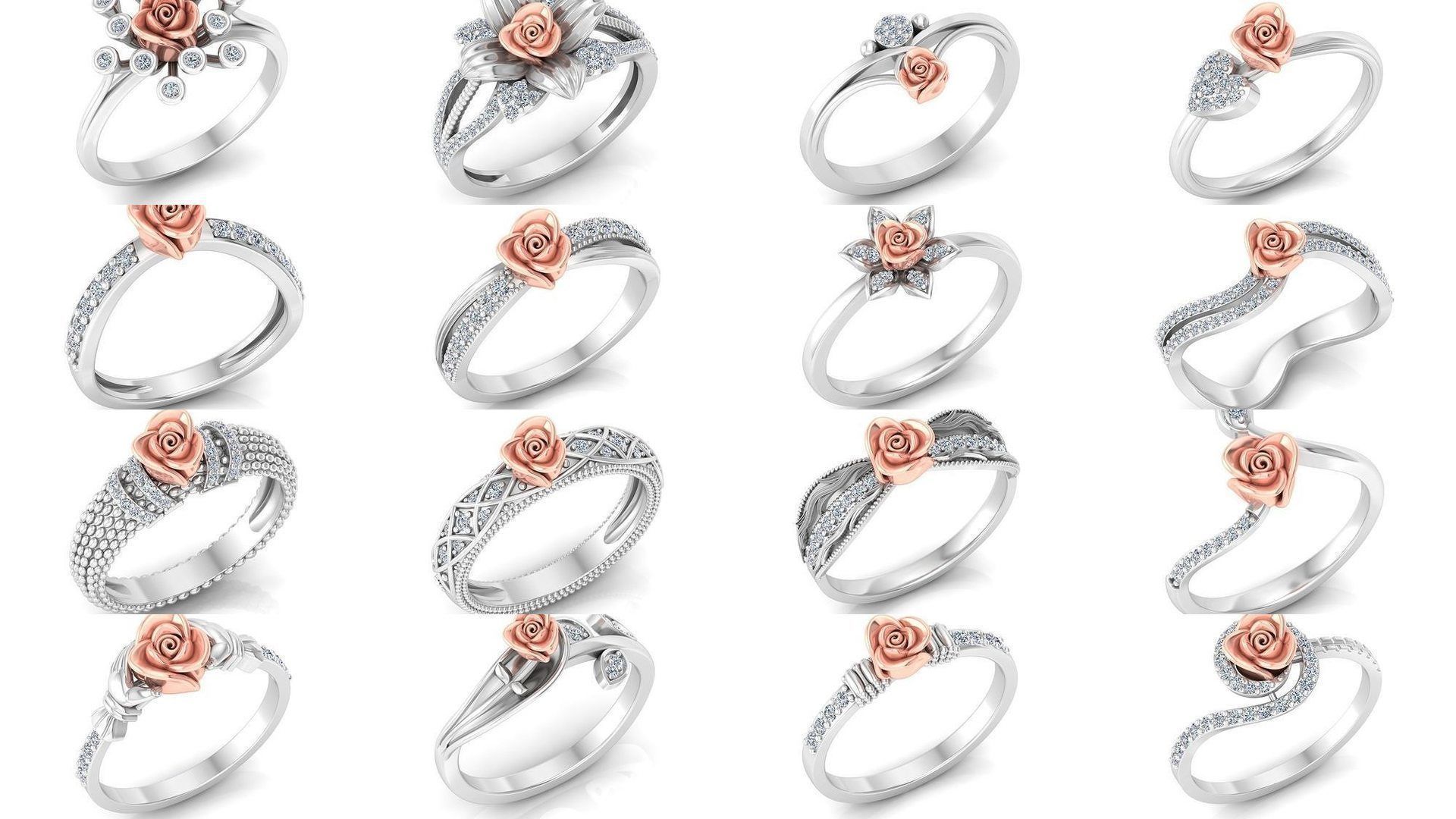 32 Women Rose Ring 3dm stl render detail 3D print model 3D Model Collection_1