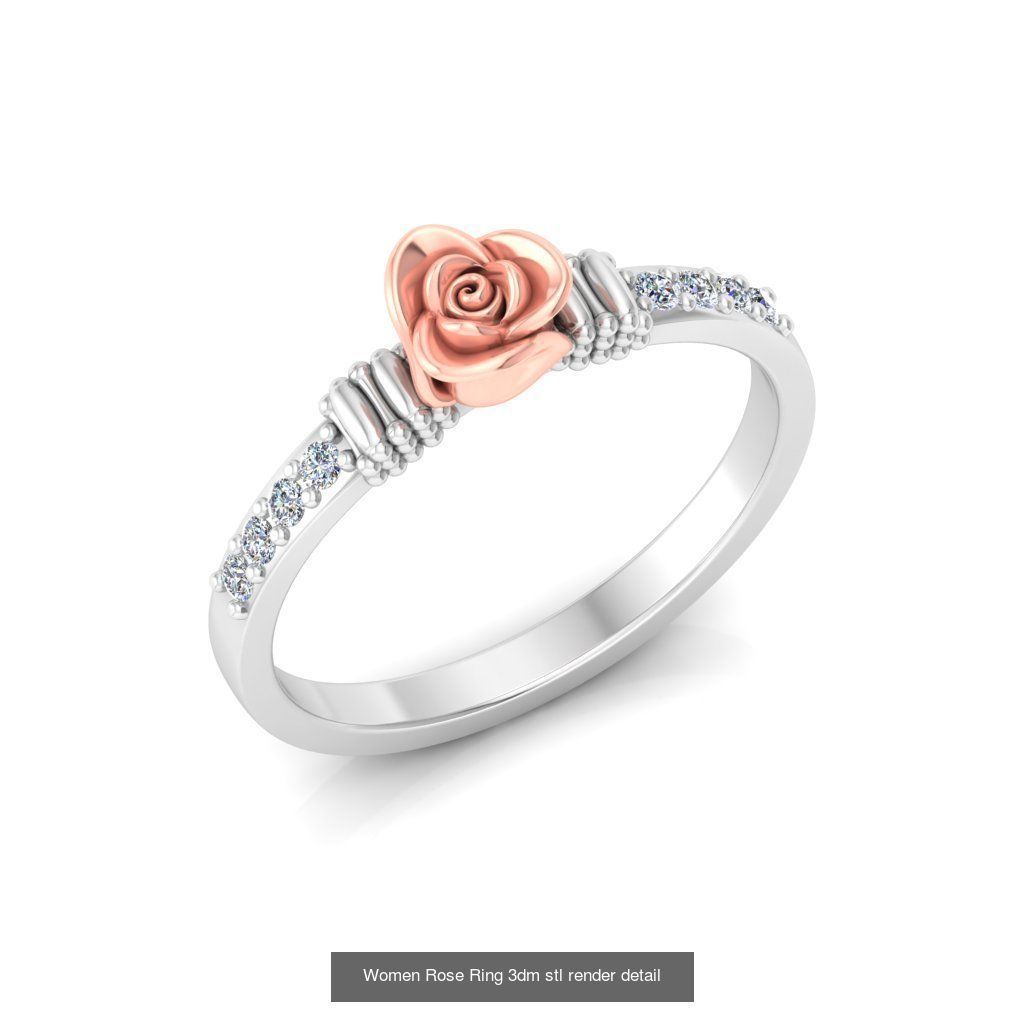 32 Women Rose Ring 3dm stl render detail 3D print model 3D Model Collection_33