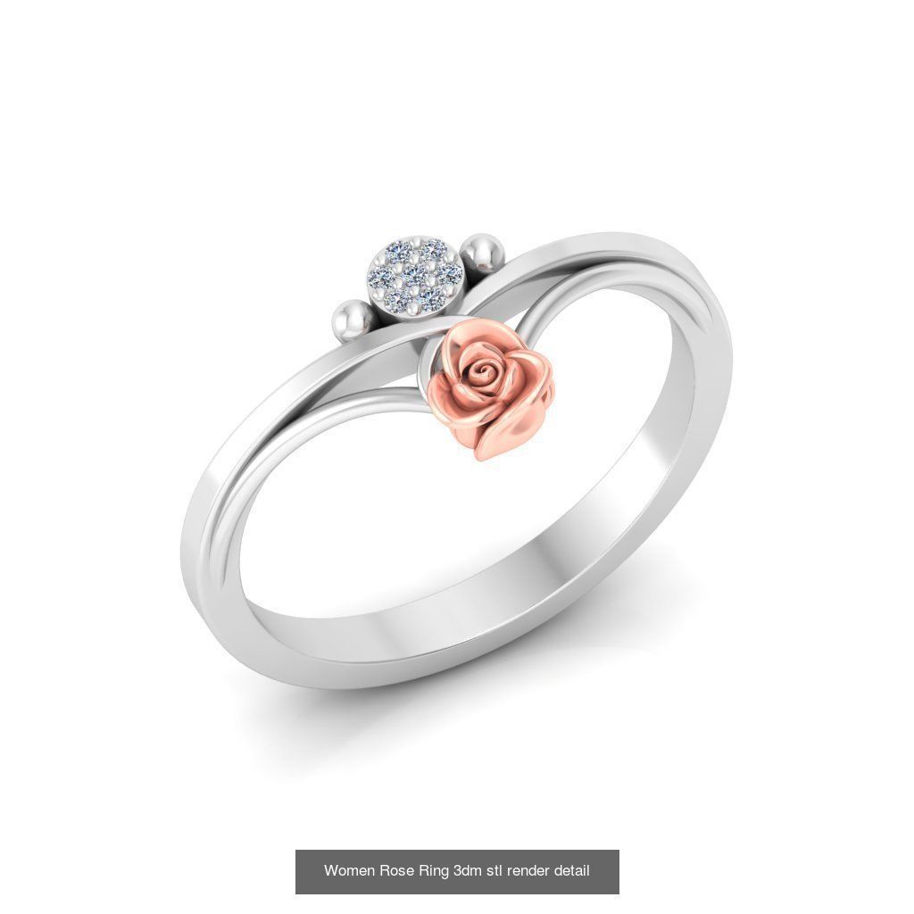 32 Women Rose Ring 3dm stl render detail 3D print model 3D Model Collection_21