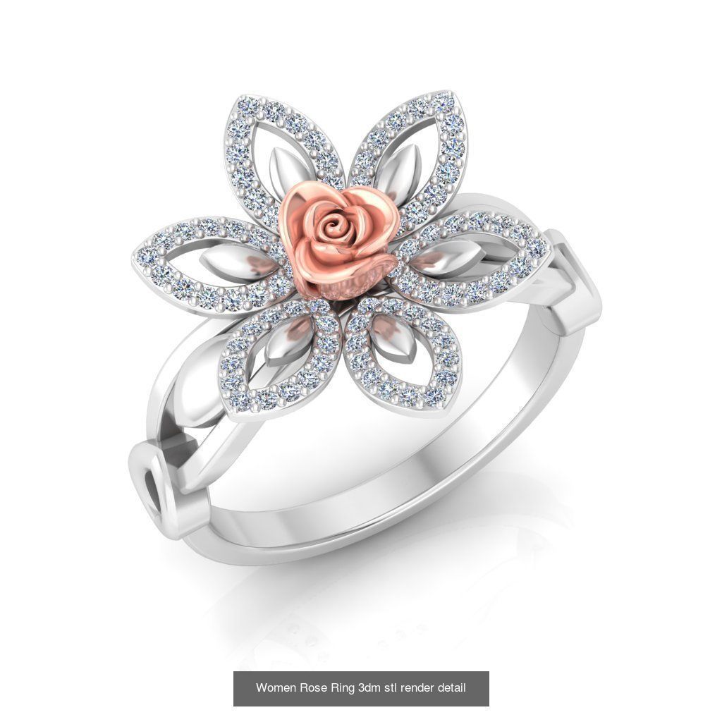32 Women Rose Ring 3dm stl render detail 3D print model 3D Model Collection_3