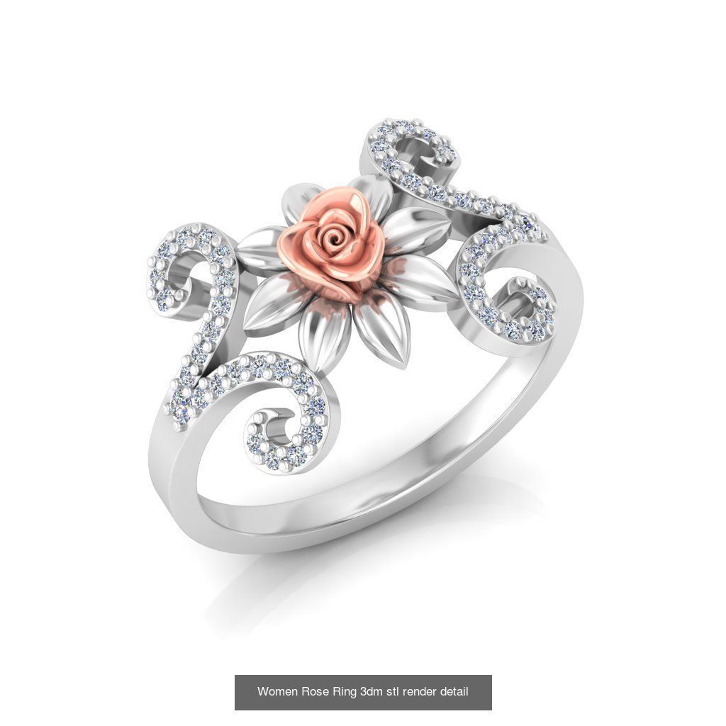 32 Women Rose Ring 3dm stl render detail 3D print model 3D Model Collection_10