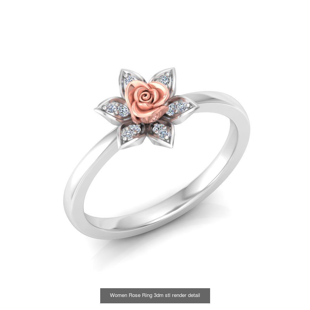 32 Women Rose Ring 3dm stl render detail 3D print model 3D Model Collection_25