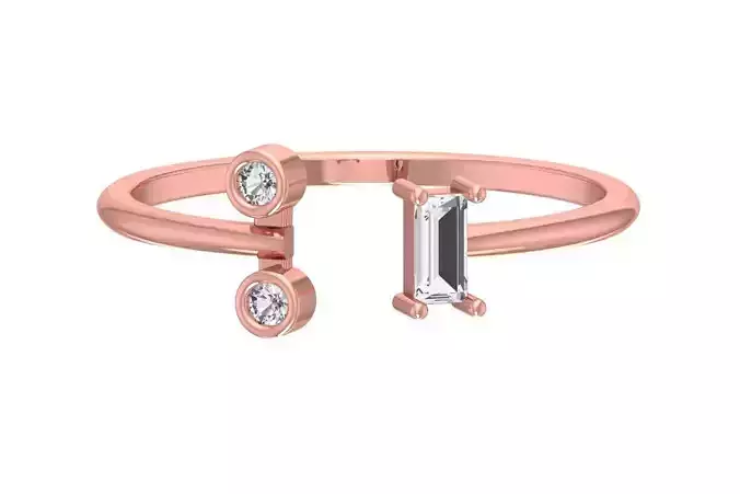 Three Stone Light Weight Band Ring