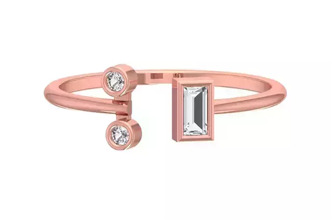 Three Stone Light Weight Band Ring