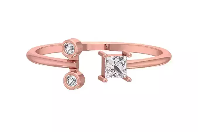 Three Stone Light Weight Band Ring