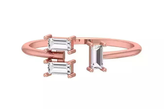 Three Stone Light Weight Band Ring