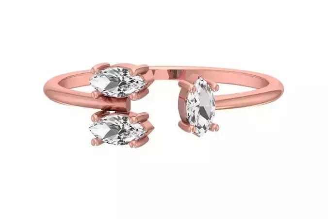 Three Stone Light Weight Band Ring