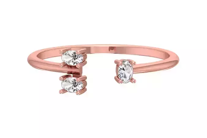 Three Stone Light Weight Band Ring