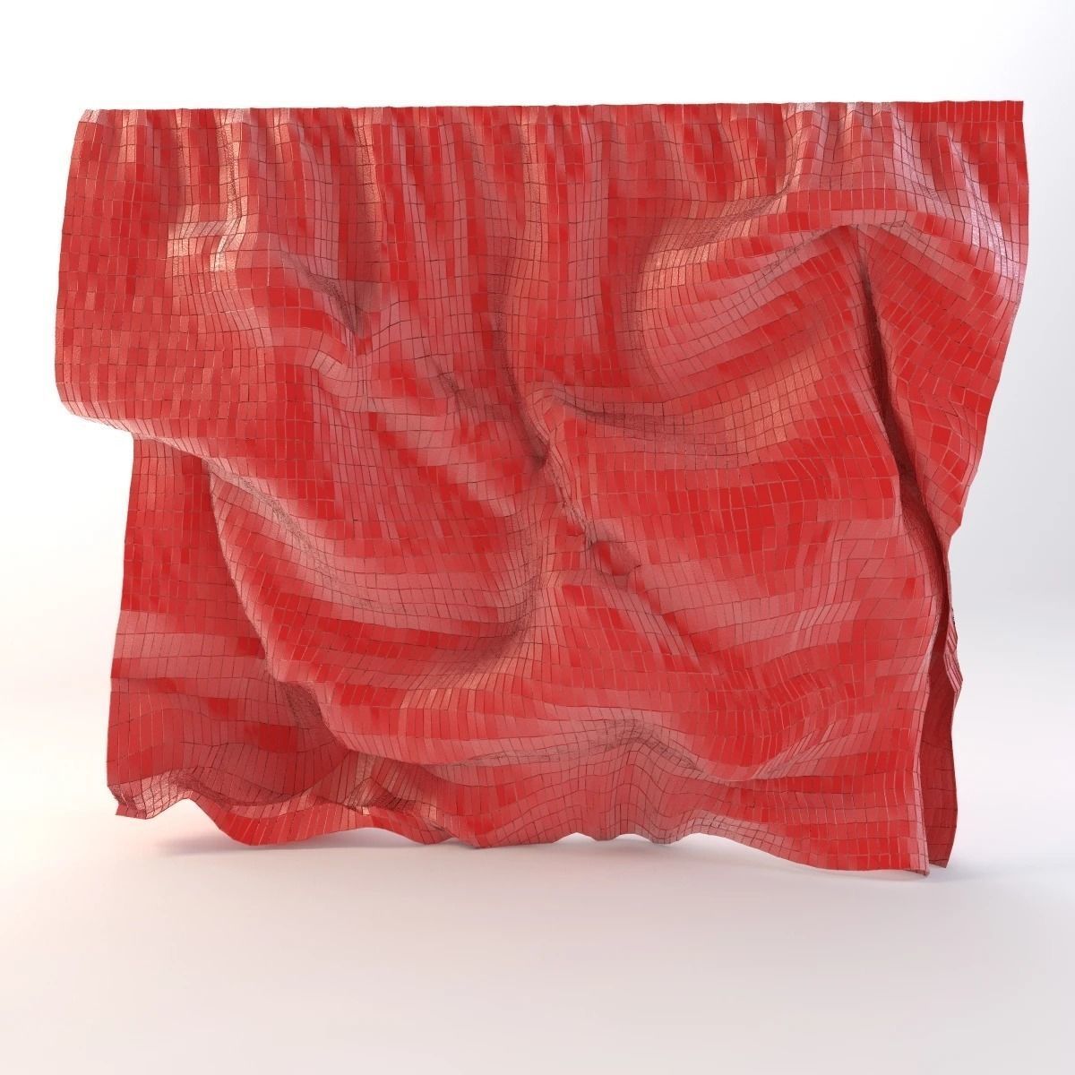 El Anatsui Red Block Curtain 3D model_9