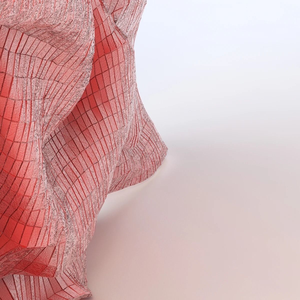 El Anatsui Red Block Curtain 3D model_4