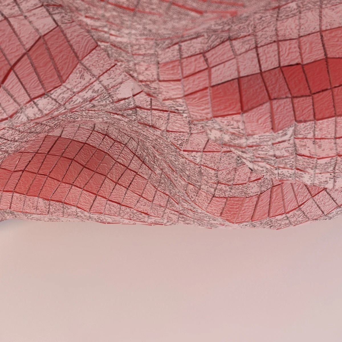 El Anatsui Red Block Curtain 3D model_8