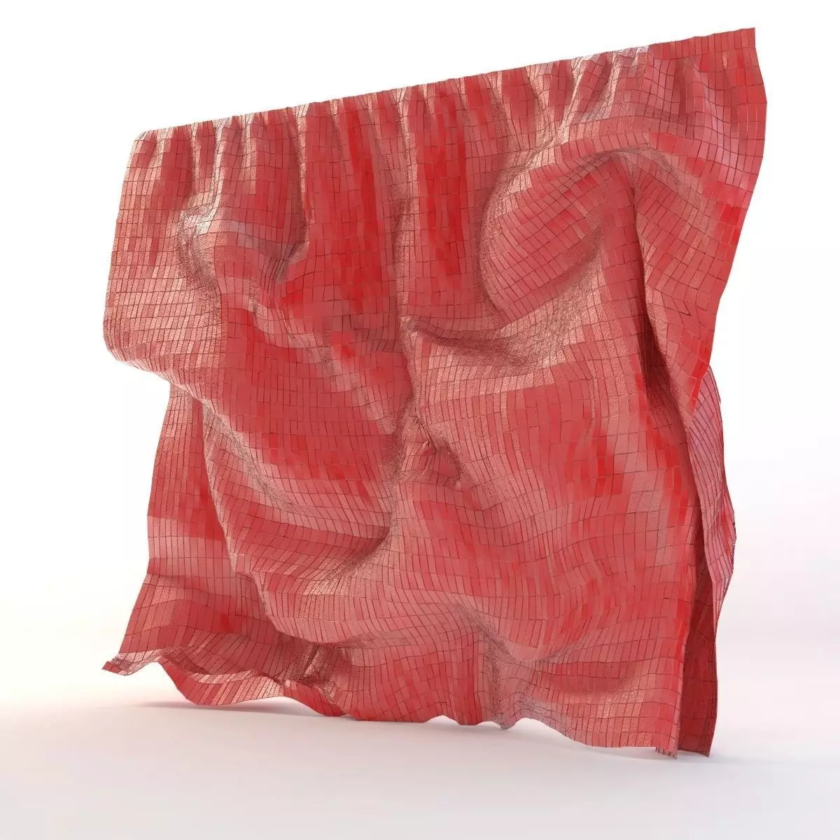El Anatsui Red Block Curtain 3D model_0