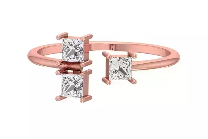 Three Stone Light Weight Band Ring