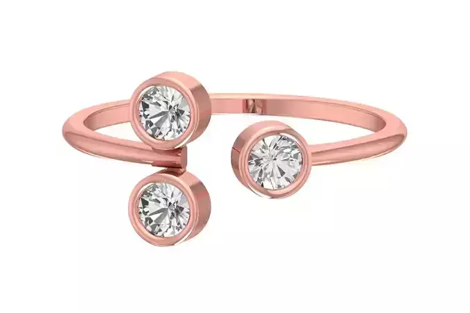 Three Stone Light Weight Band Ring