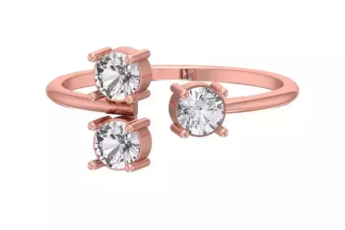 Three Stone Light Weight Band Ring