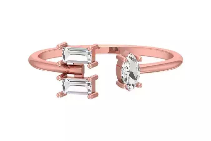 Three Stone Light Weight Band Ring