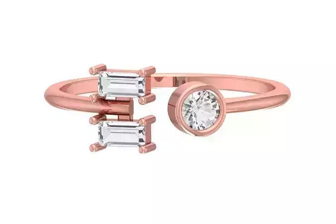 Three Stone Light Weight Band Ring