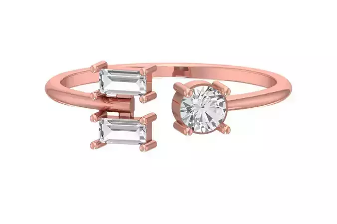 Three Stone Light Weight Band Ring