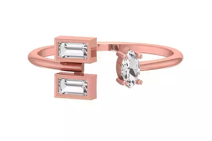 Three Stone Light Weight Band Ring