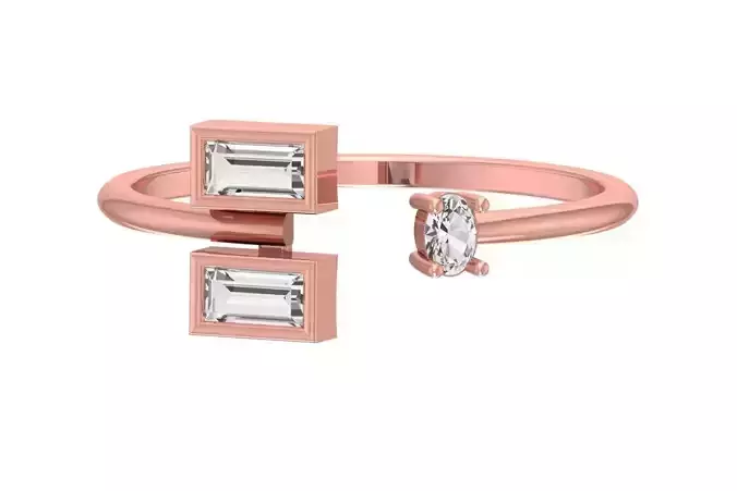 Three Stone Light Weight Band Ring