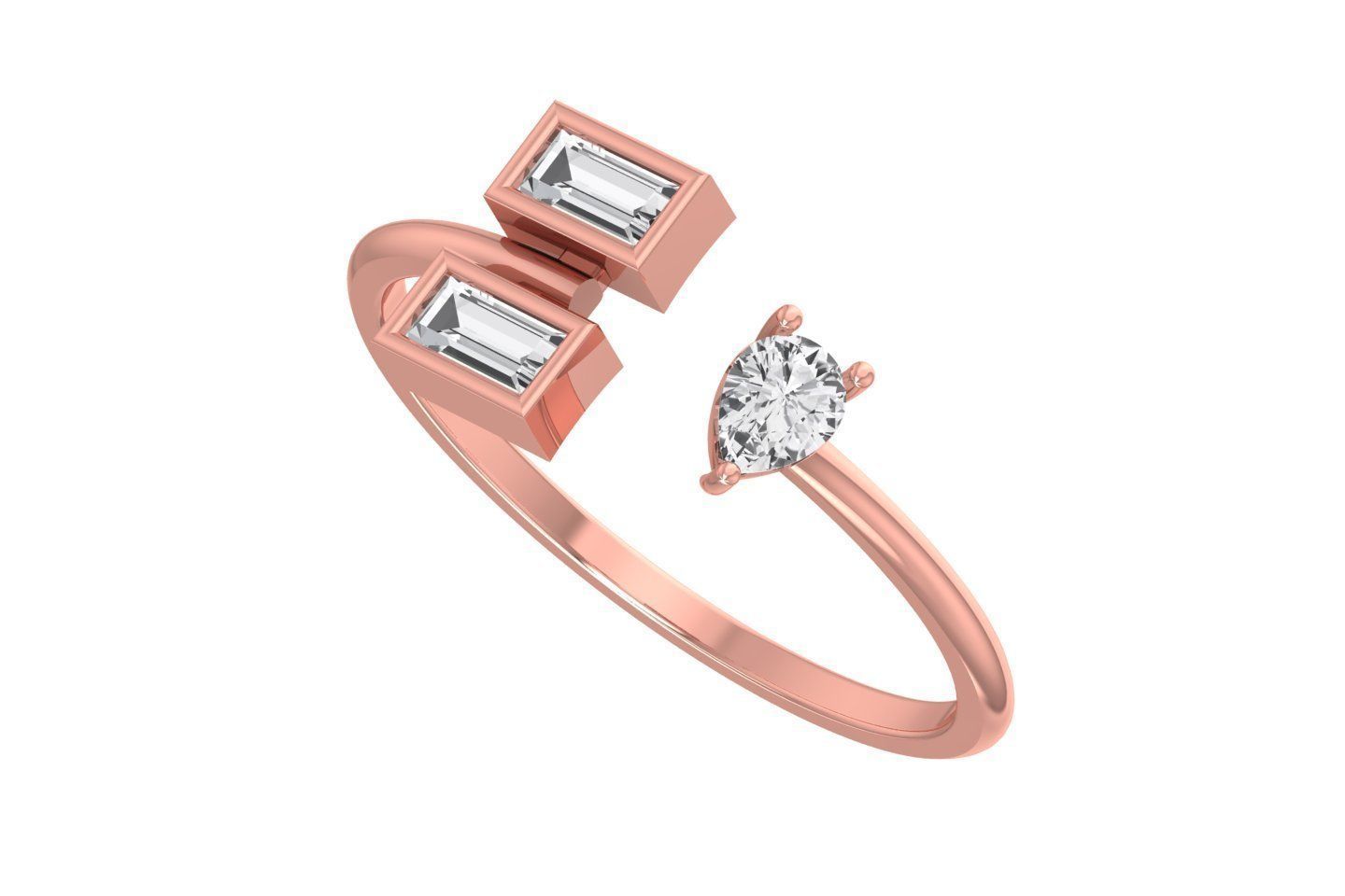 Three Stone Light Weight Band Ring 3D print model_1