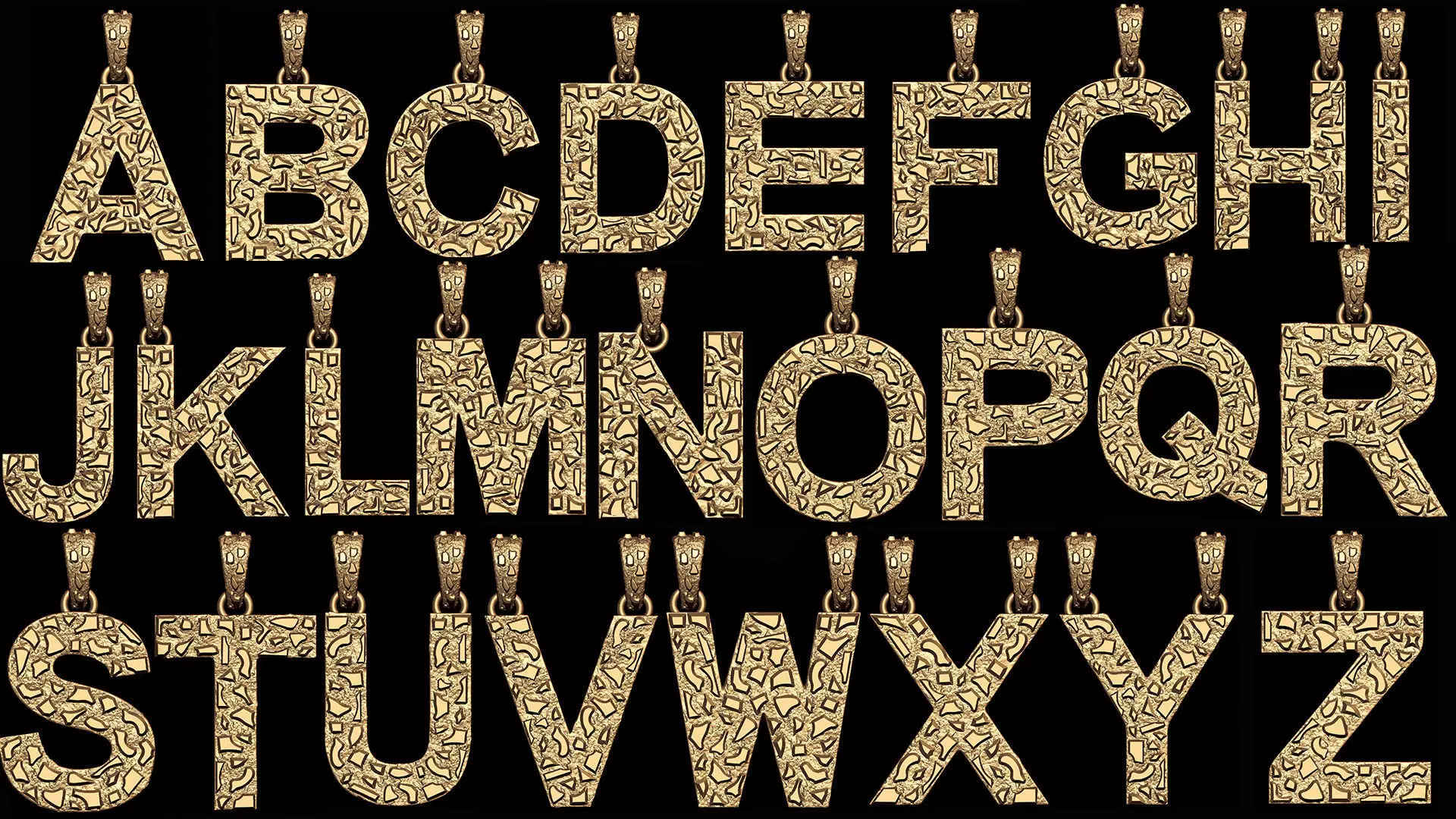 A to Z 26 Letters Nugget Pendant Collection  _0