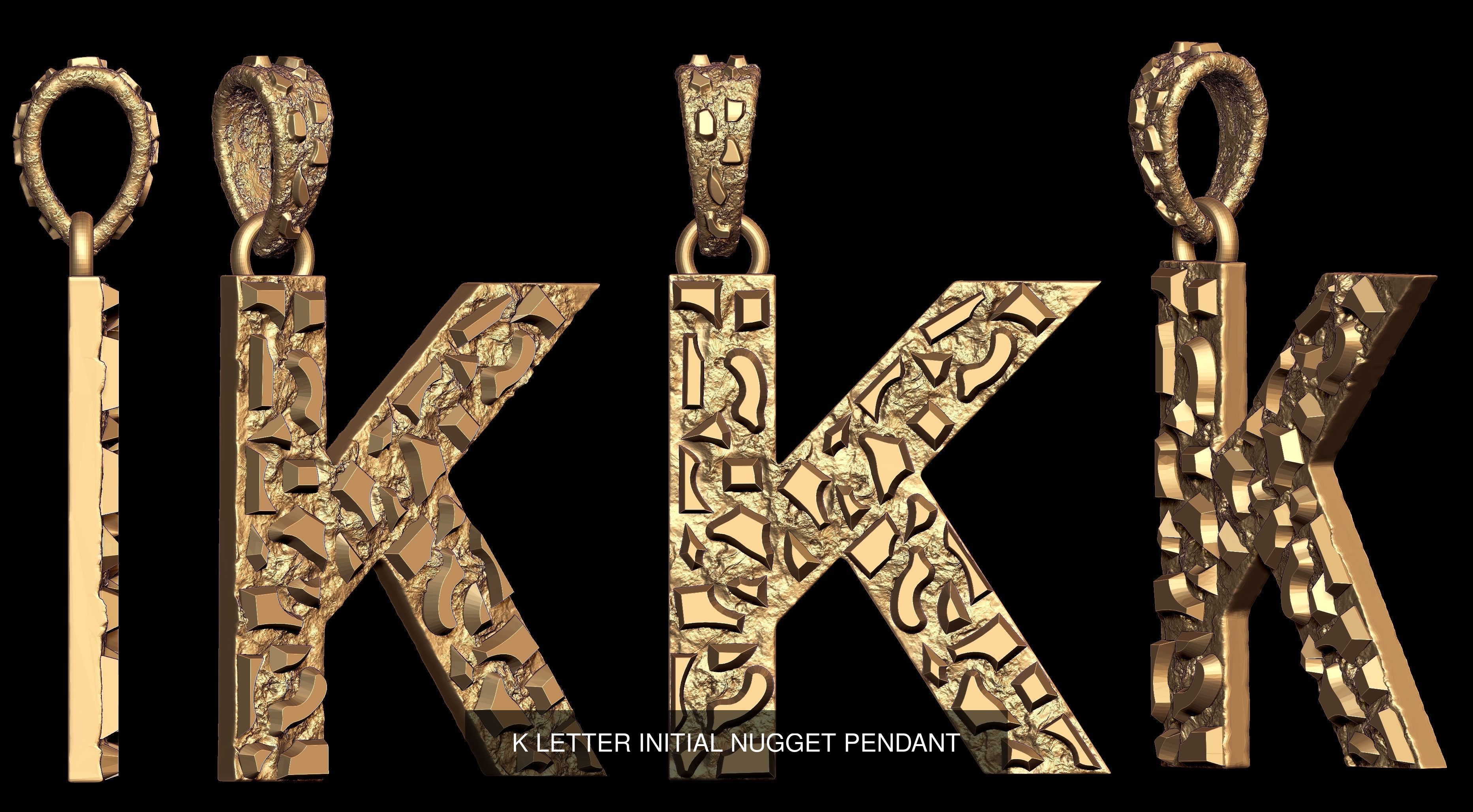 A to Z 26 Letters Nugget Pendant Collection  _15