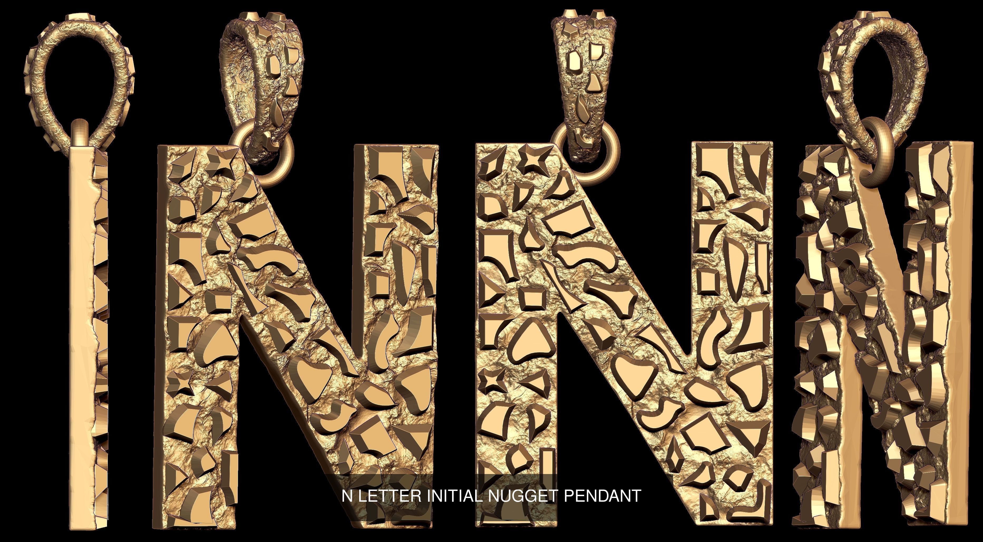 A to Z 26 Letters Nugget Pendant Collection  _18