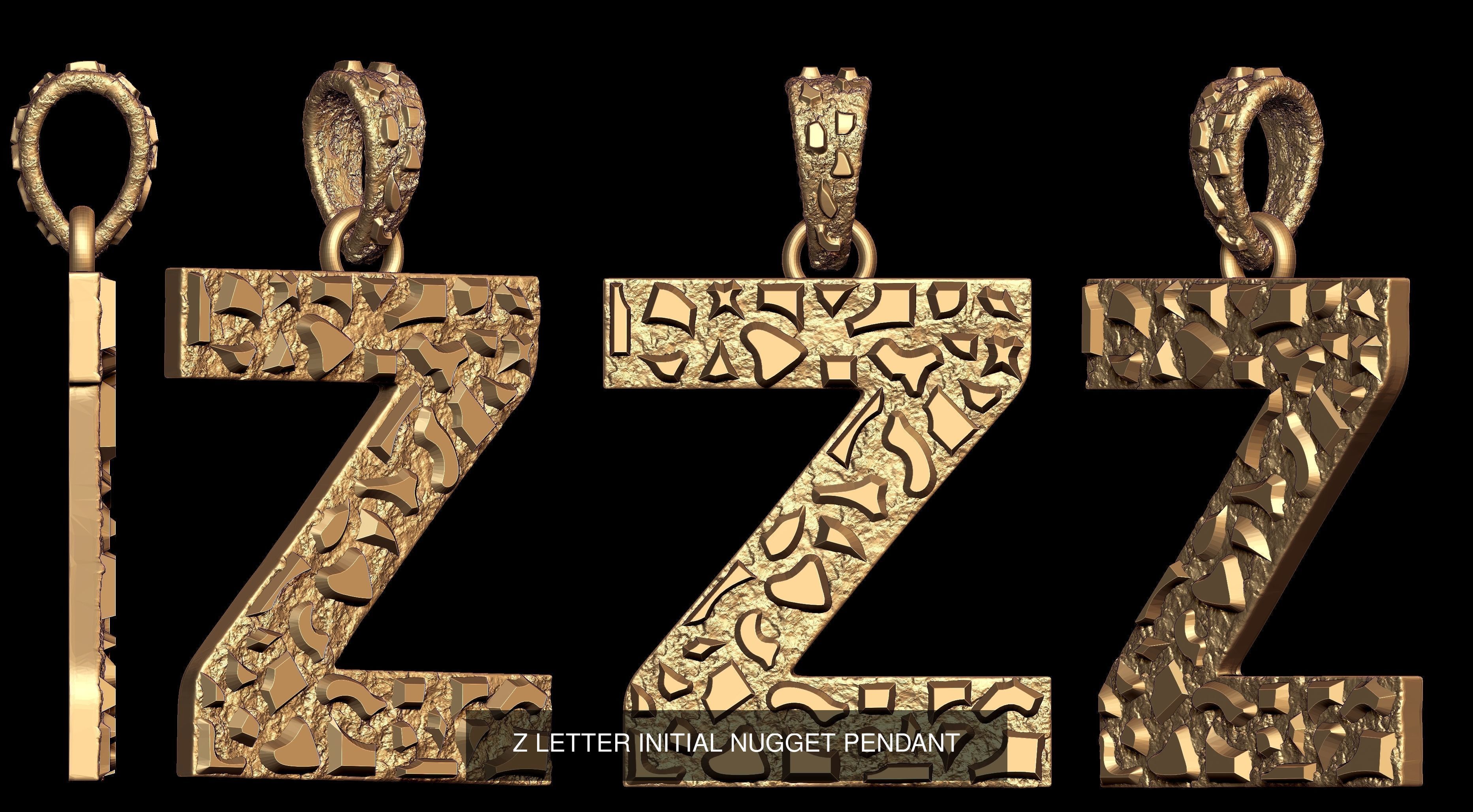 A to Z 26 Letters Nugget Pendant Collection  _30