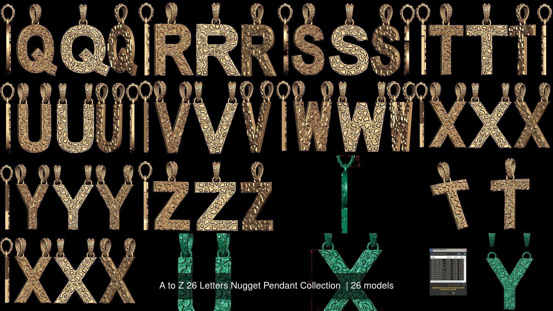 A to Z 26 Letters Nugget Pendant Collection  _3