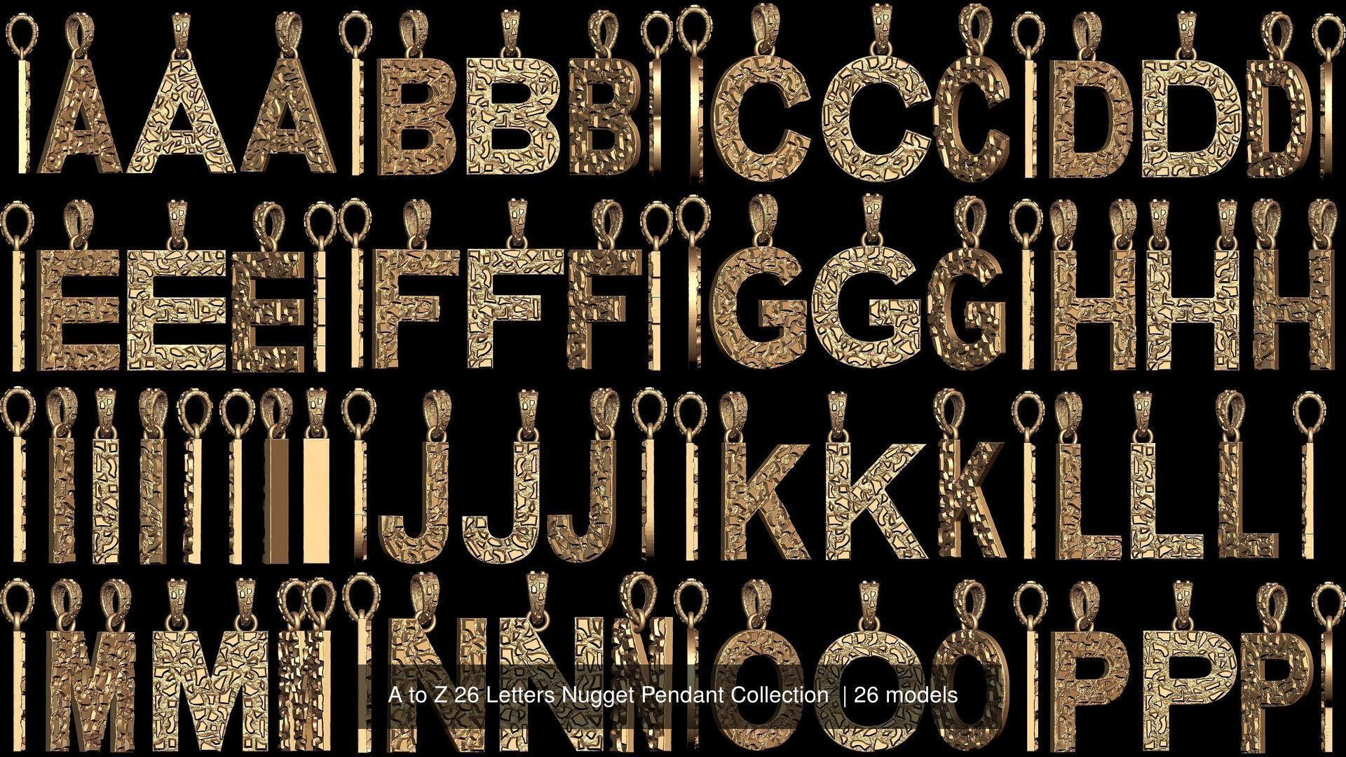 A to Z 26 Letters Nugget Pendant Collection  _2
