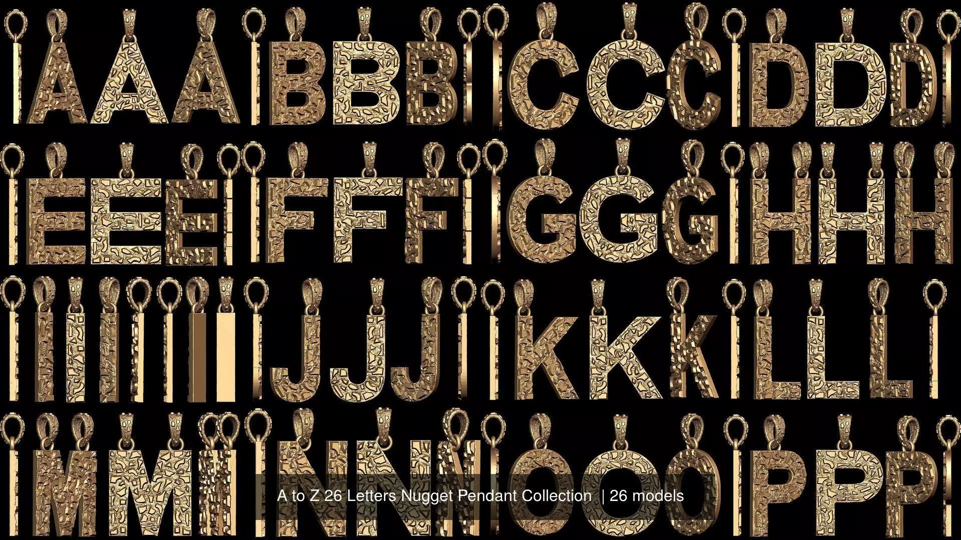 A to Z 26 Letters Nugget Pendant Collection  _1