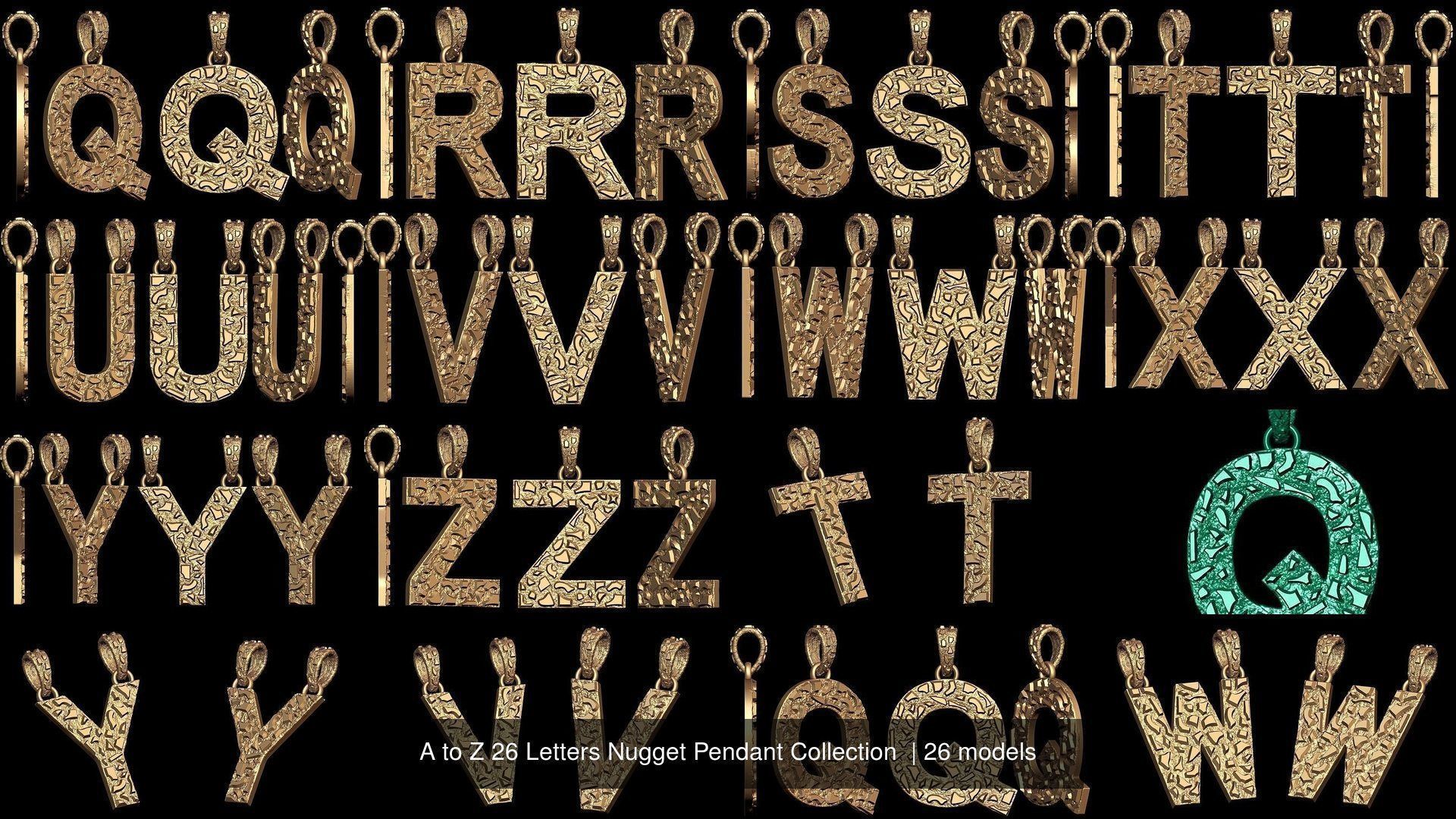 A to Z 26 Letters Nugget Pendant Collection  _4