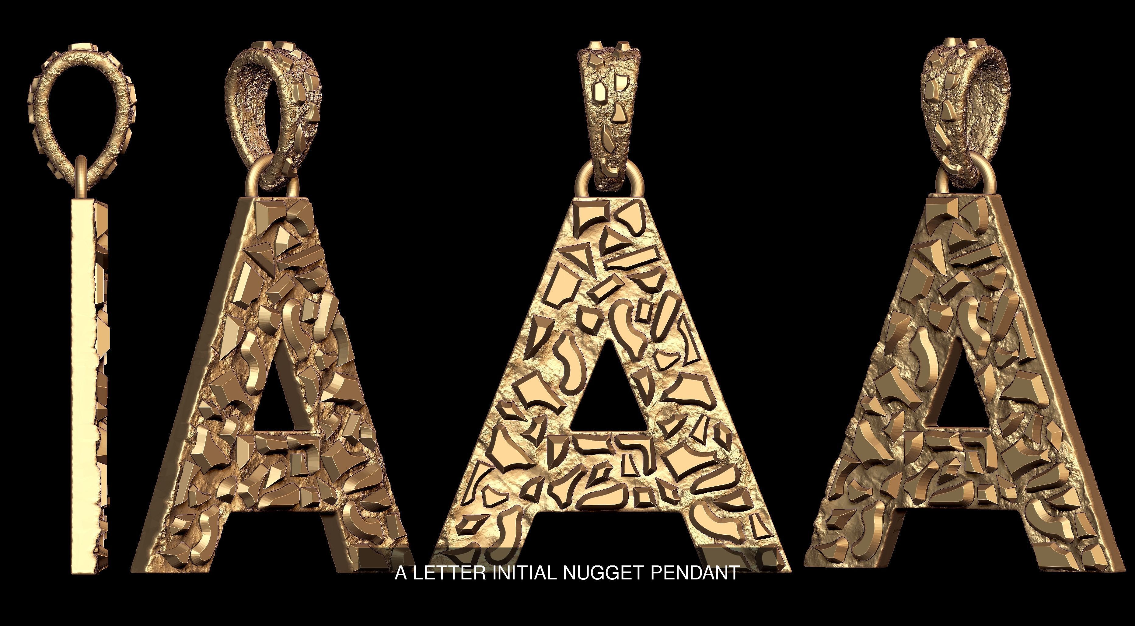 A to Z 26 Letters Nugget Pendant Collection  _5