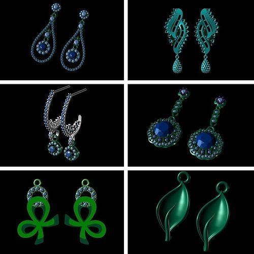 Earring Diamond Gold Earring 3dm Print STL Earring Model 3D print model