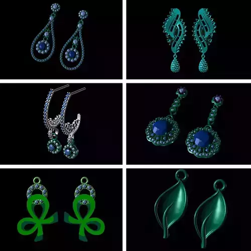 Earring Diamond Gold Earring 3dm Print STL Earring Model