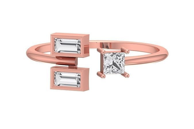 Three Stone Light Weight Band Ring 3D print model