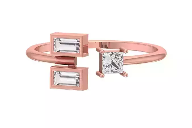 Three Stone Light Weight Band Ring