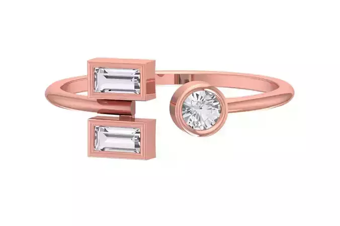 Three Stone Light Weight Band Ring