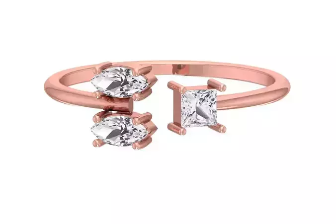 Three Stone Light Weight Band Ring