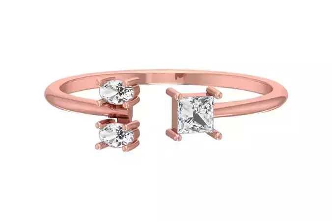 Three Stone Light Weight Band Ring